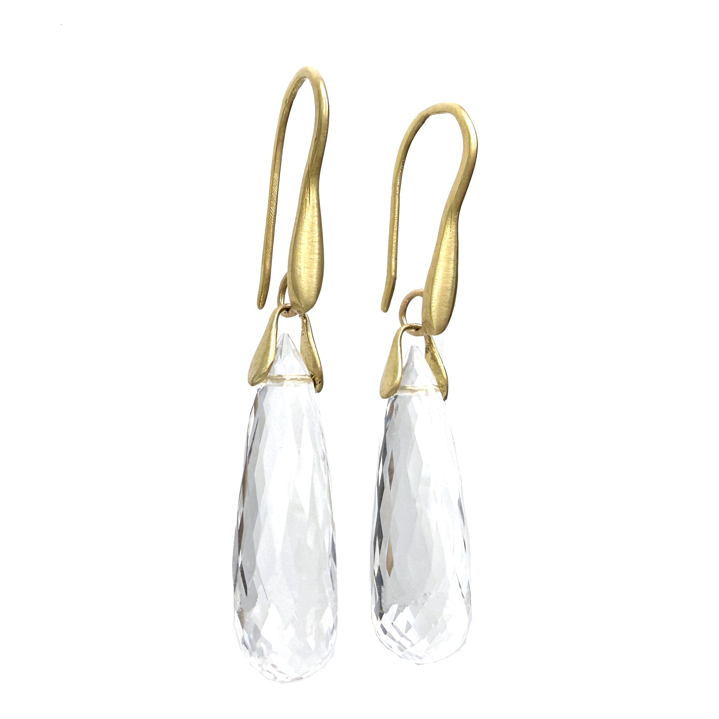 Rock Crystal Briolette Trapeze Earrings