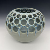 Demi Pierced Orb Vase with Crystalized Glaze