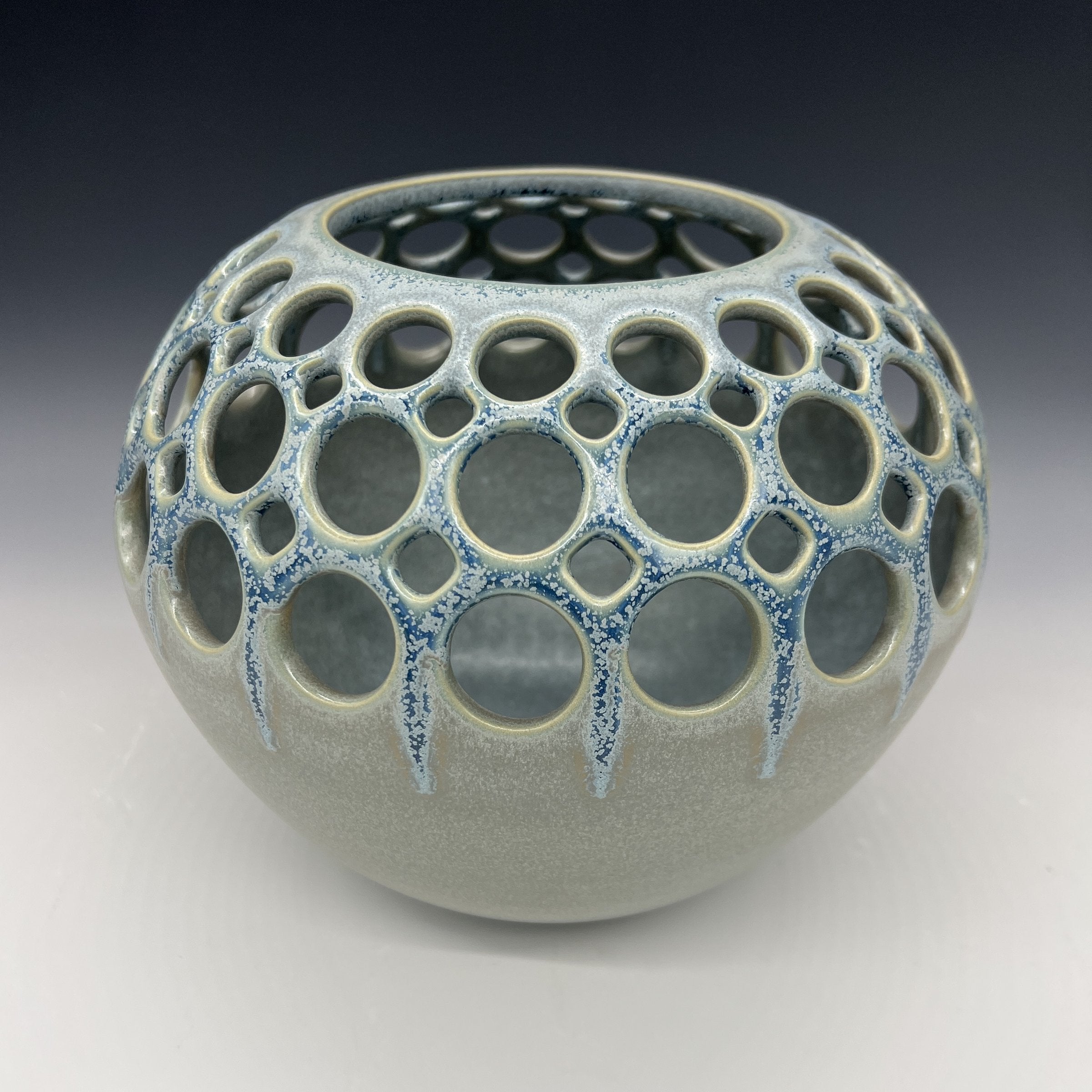 Demi Pierced Orb Vase with Crystalized Glaze
