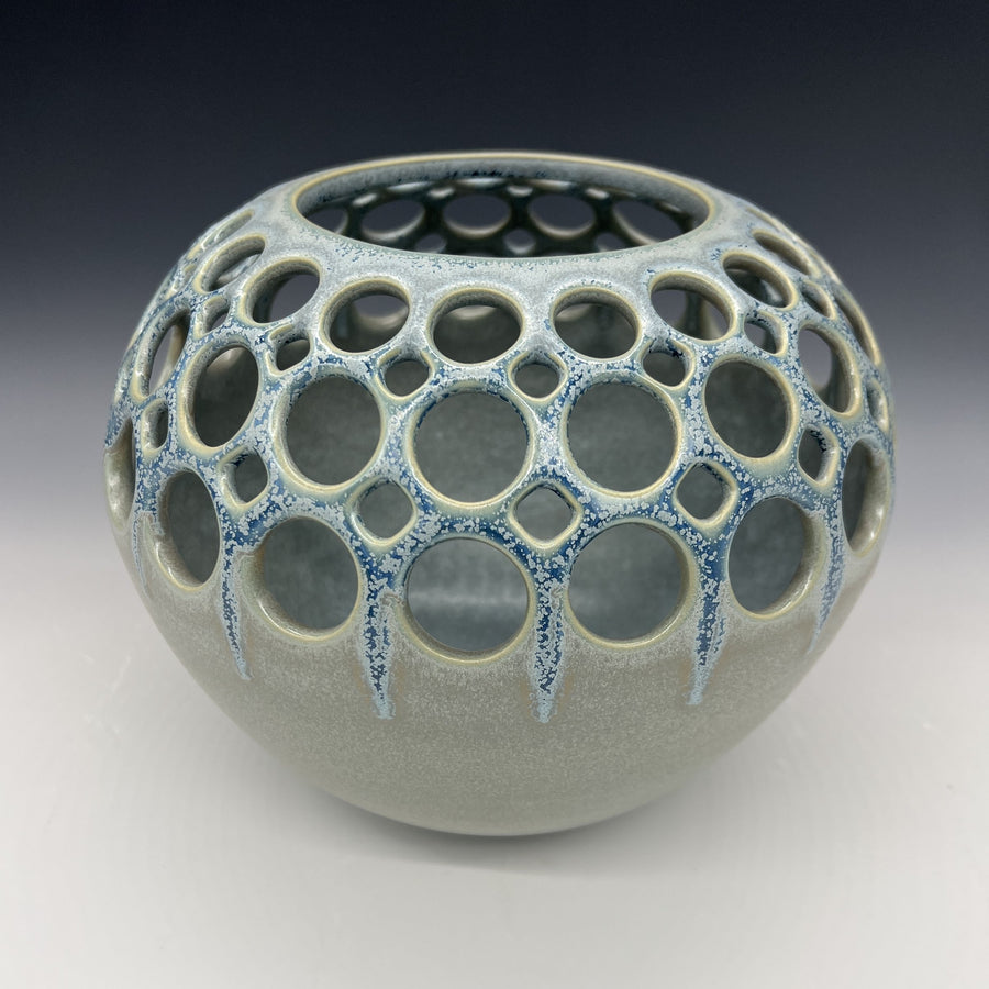 Demi Pierced Orb Vase with Crystalized Glaze