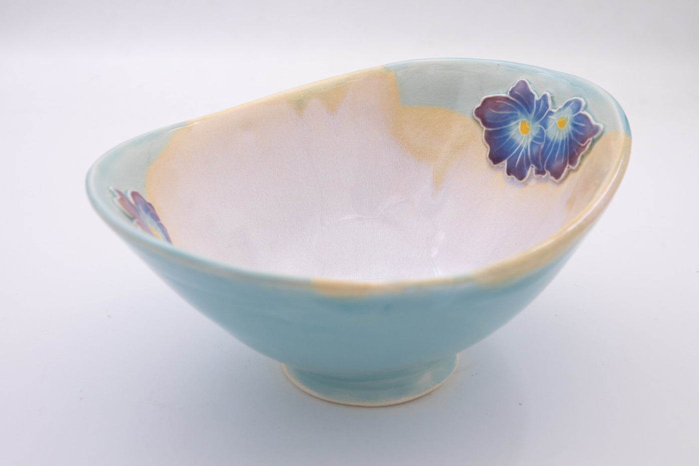 Blue with Violets Serving Bowl