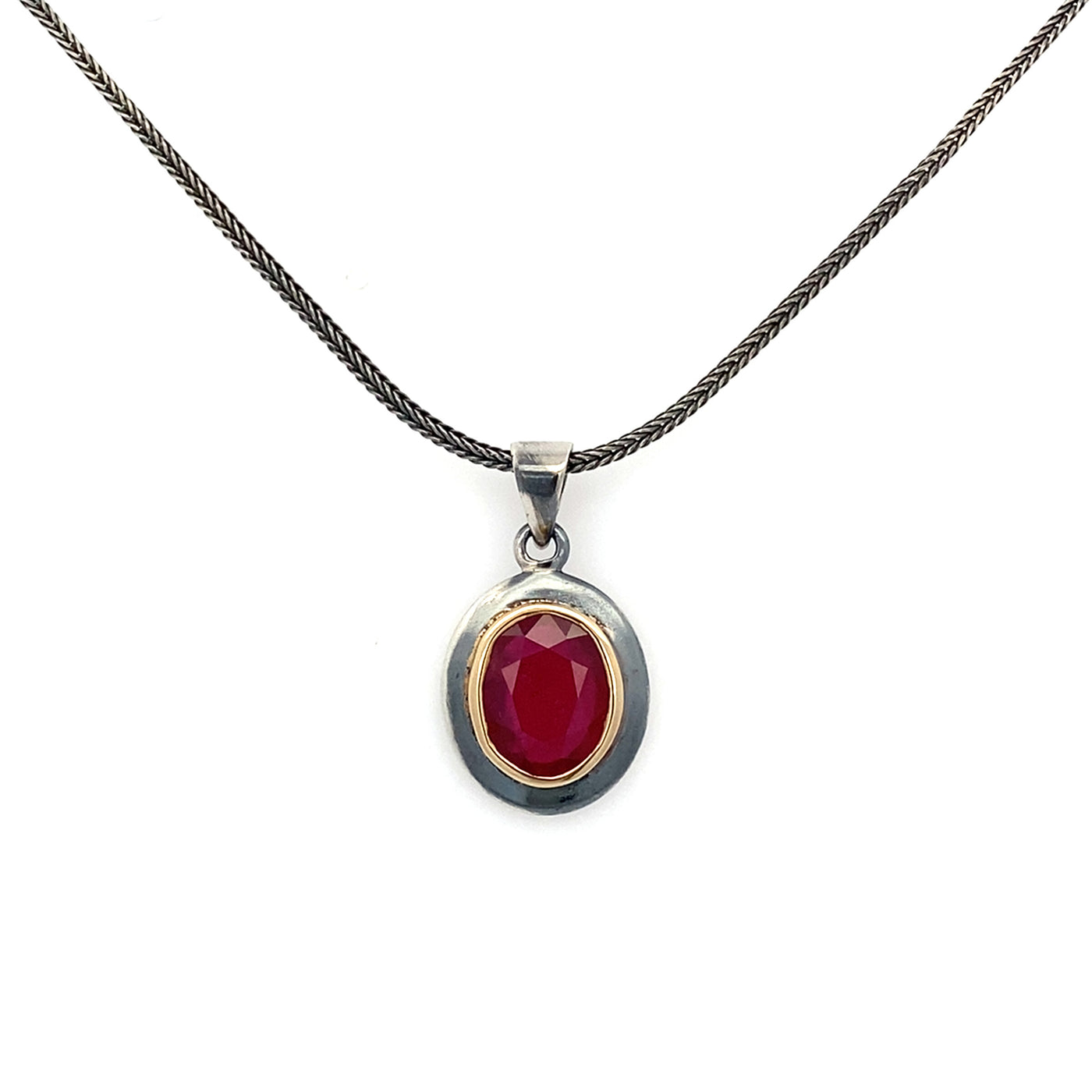 Ruby, Silver & Gold Pendant II