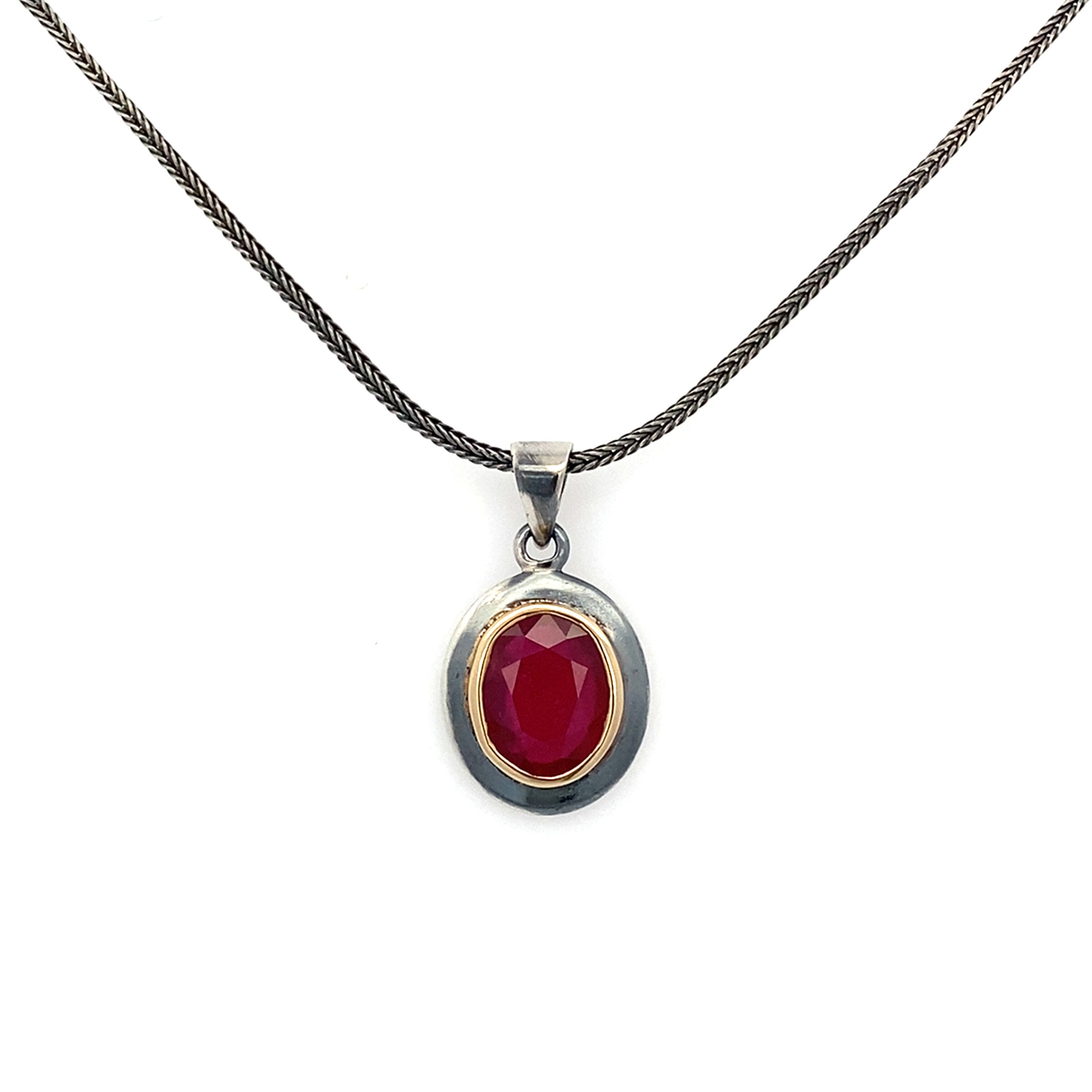 Ruby, Silver & Gold Pendant II