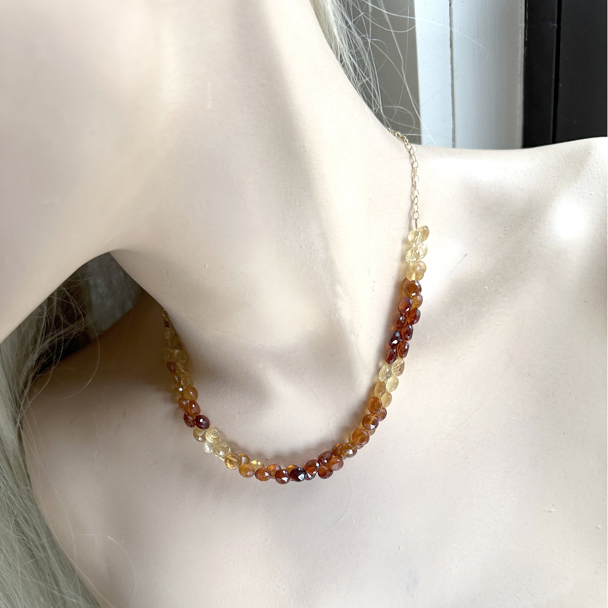 Hessonite Garnet Gold Necklace