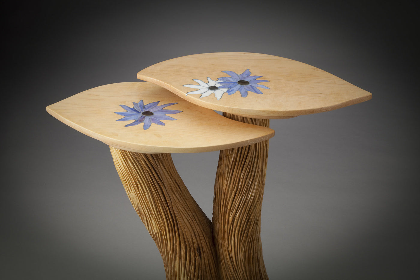 Two-Level Table with Lotus Inlay