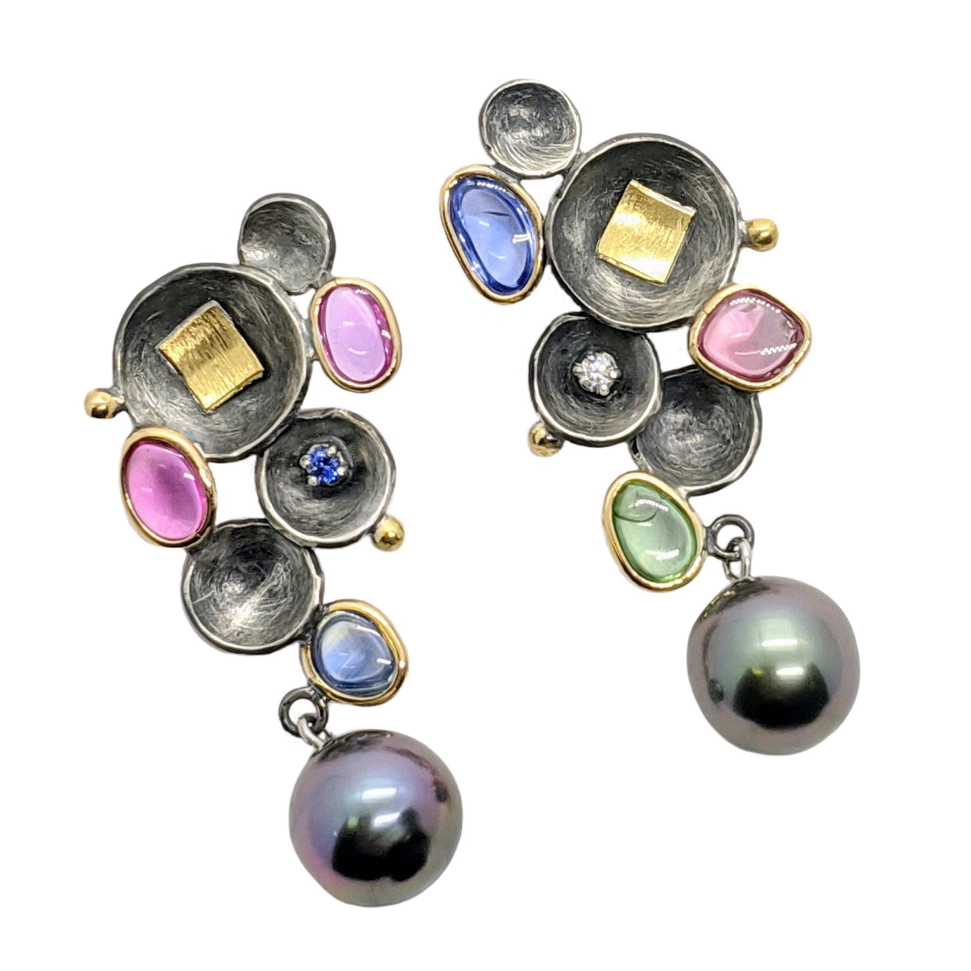 Multi-Colored Sapphire Drop earrings