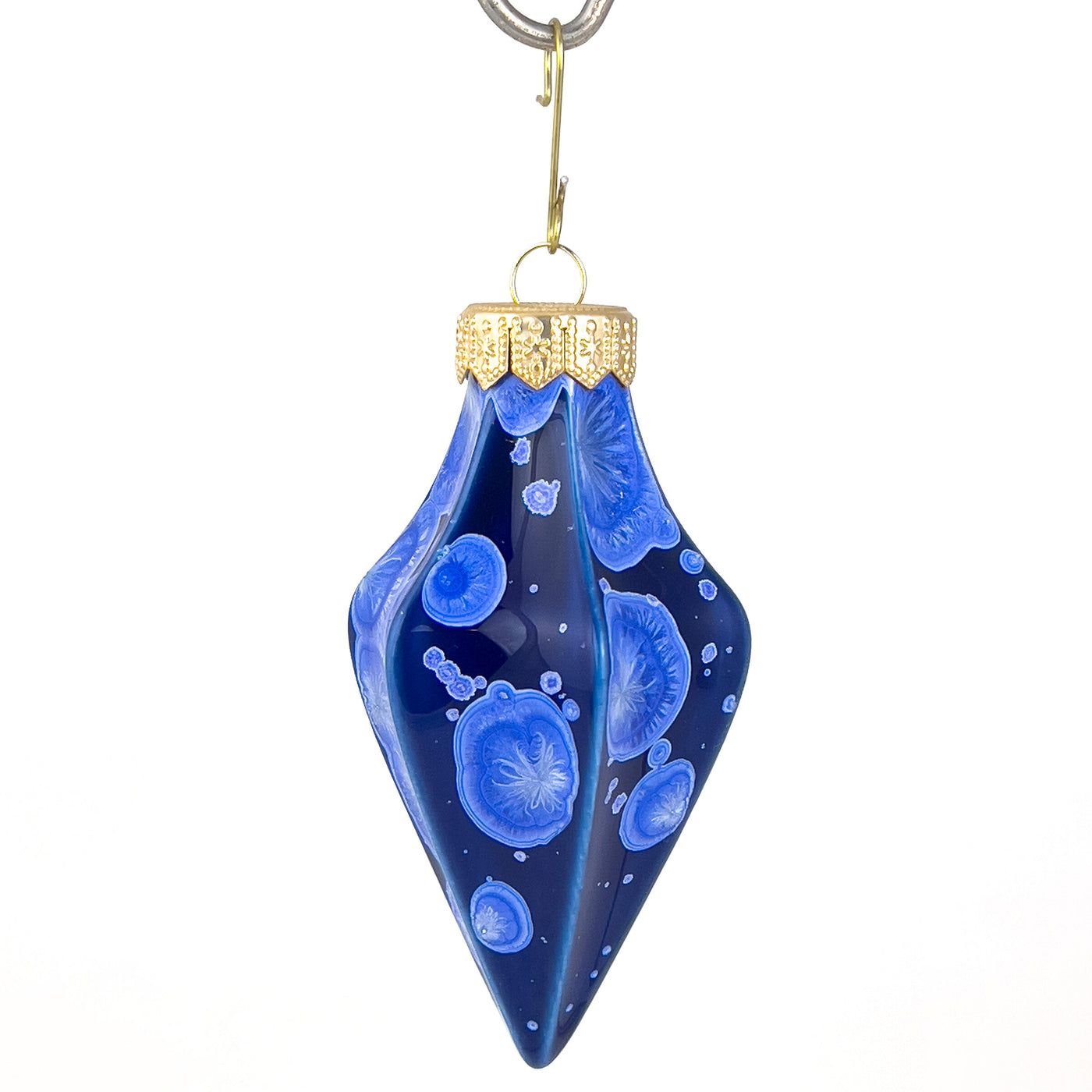 Crystalline Fluted Ornament, Cobalt Ocean