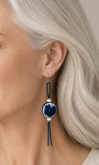 Shibori Blue Textile Earrings
