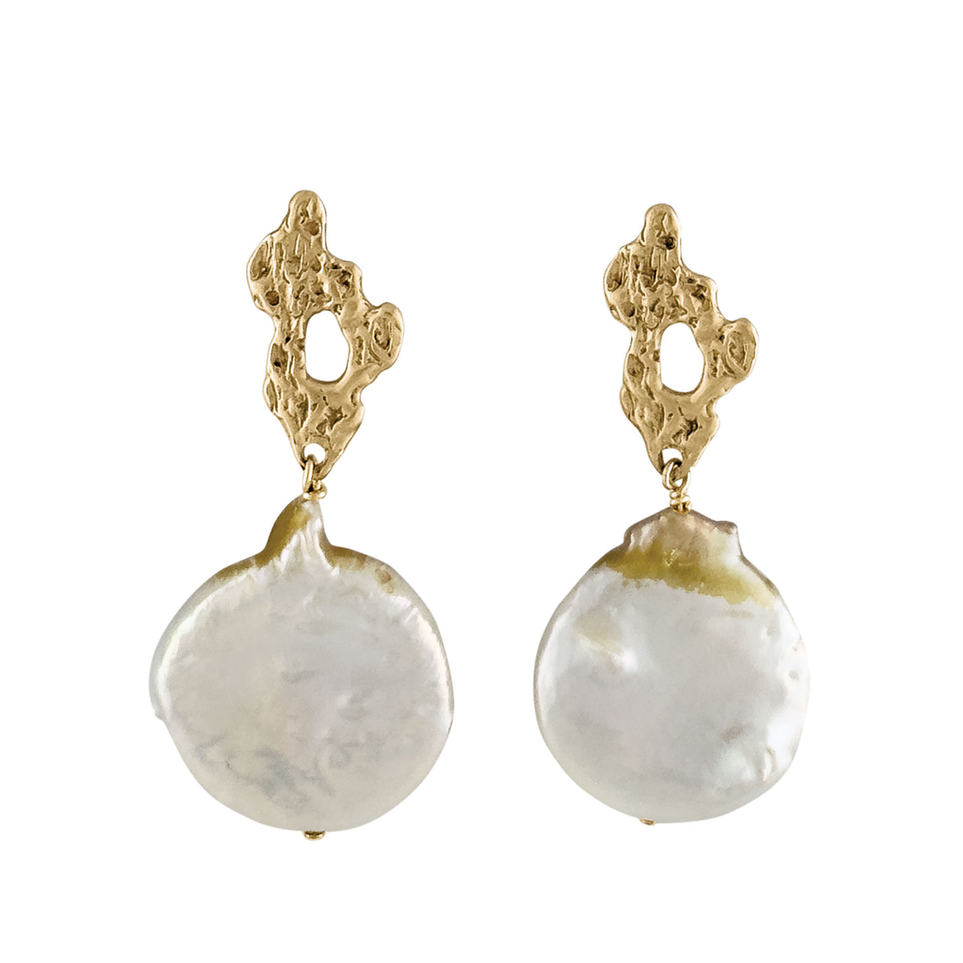 Petite Reef & Champagne Coin Pearl Earrings