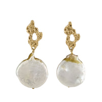 Petite Reef & Champagne Coin Pearl Earrings