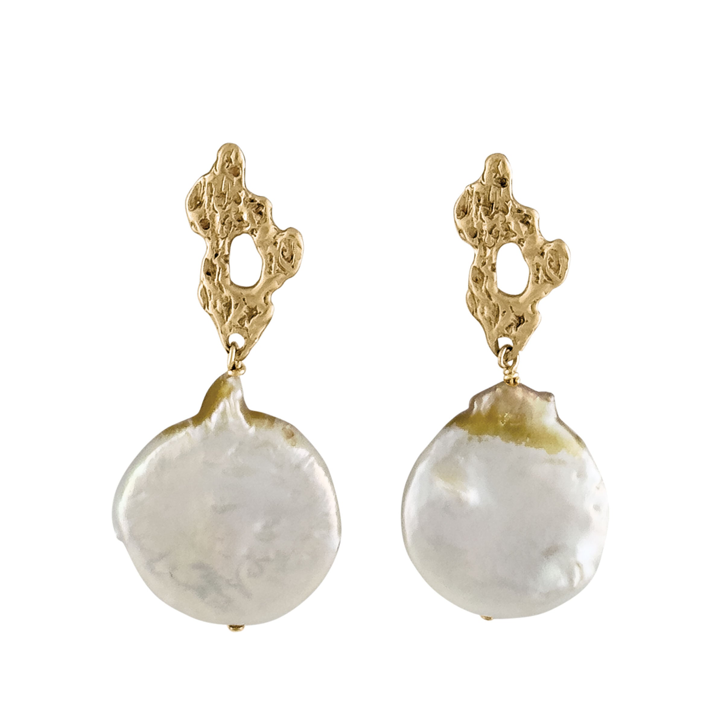 Petite Reef & Champagne Coin Pearl Earrings