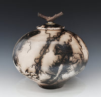 Horsehair Raku Stoneware Jar with Driftwood