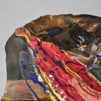 Square Bronze Platter with Gold and Rose