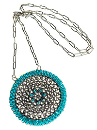 Vibrant Aqua & Pewter Necklace