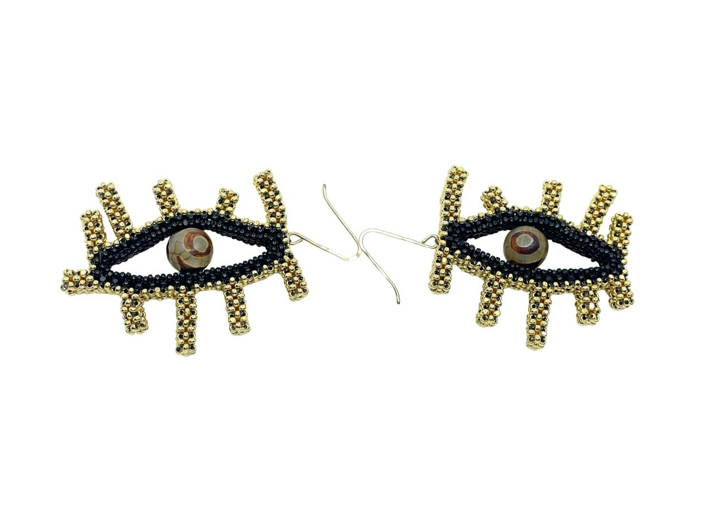 Large Agate Eye Earrings