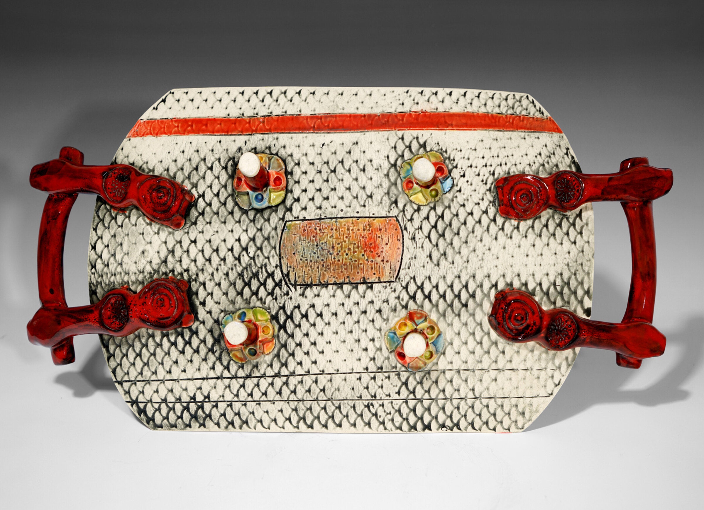 Multicolor Platter with Handles