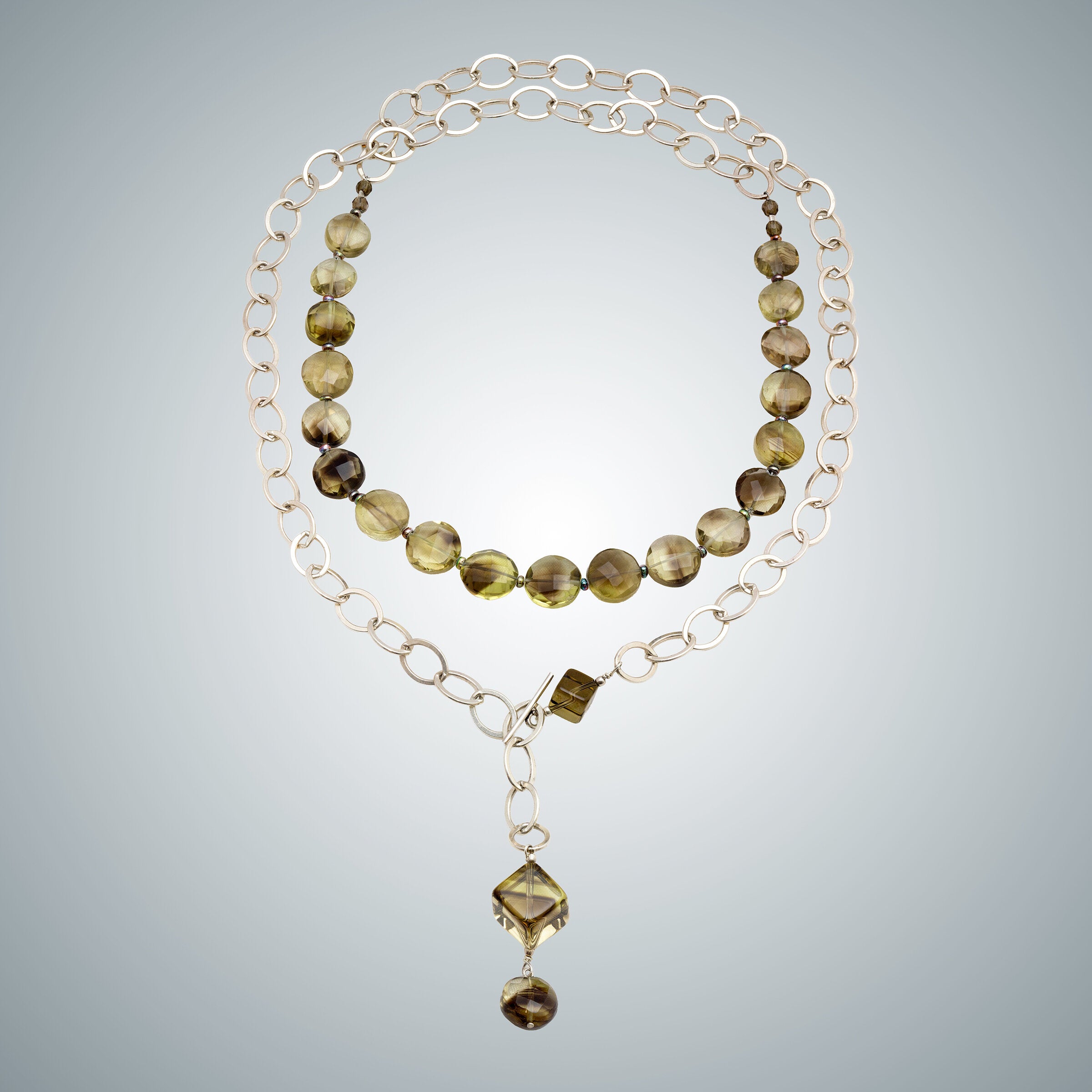 Topaz Coins & Sterling Silver Necklace