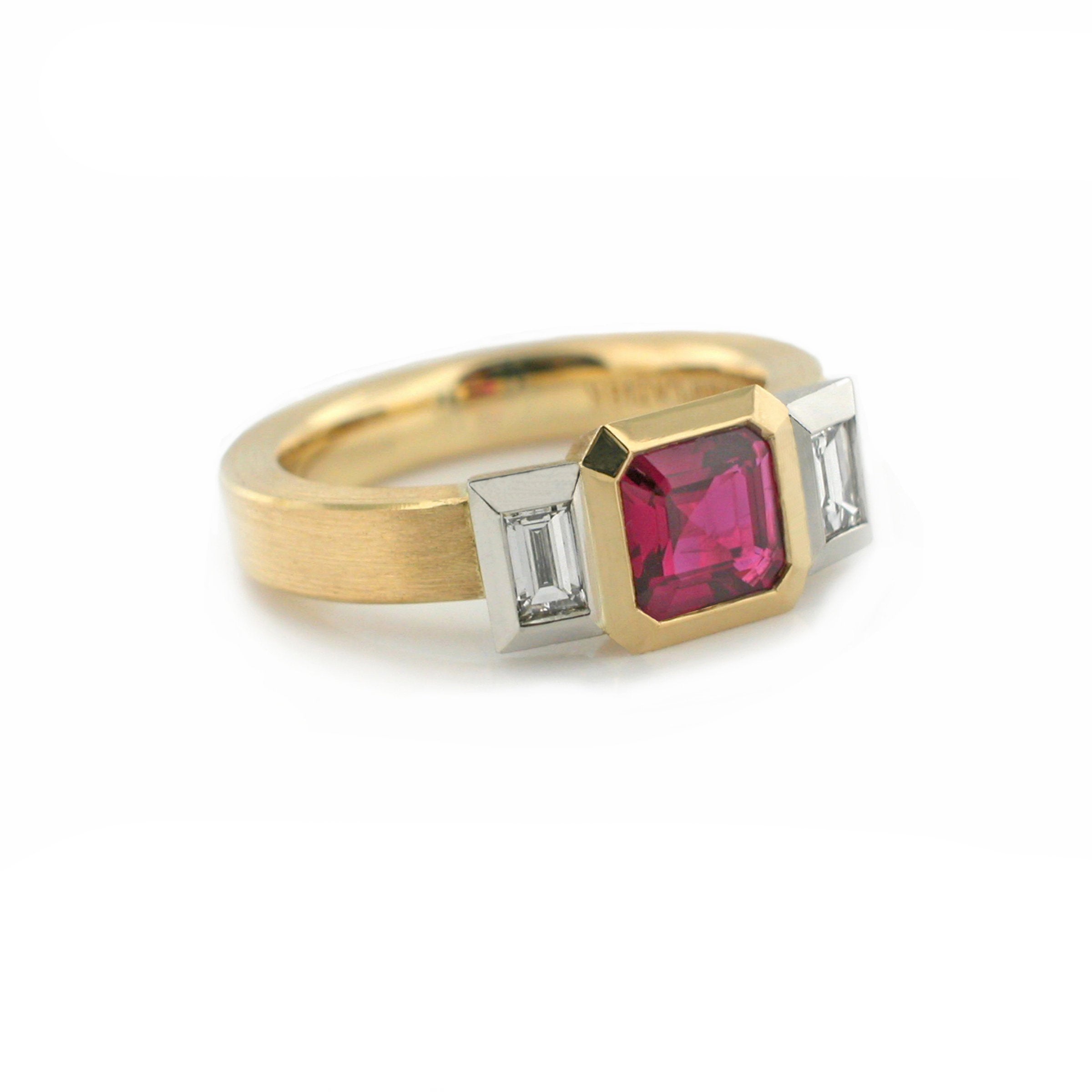 Ruby Oblique Fine Engagement Ring