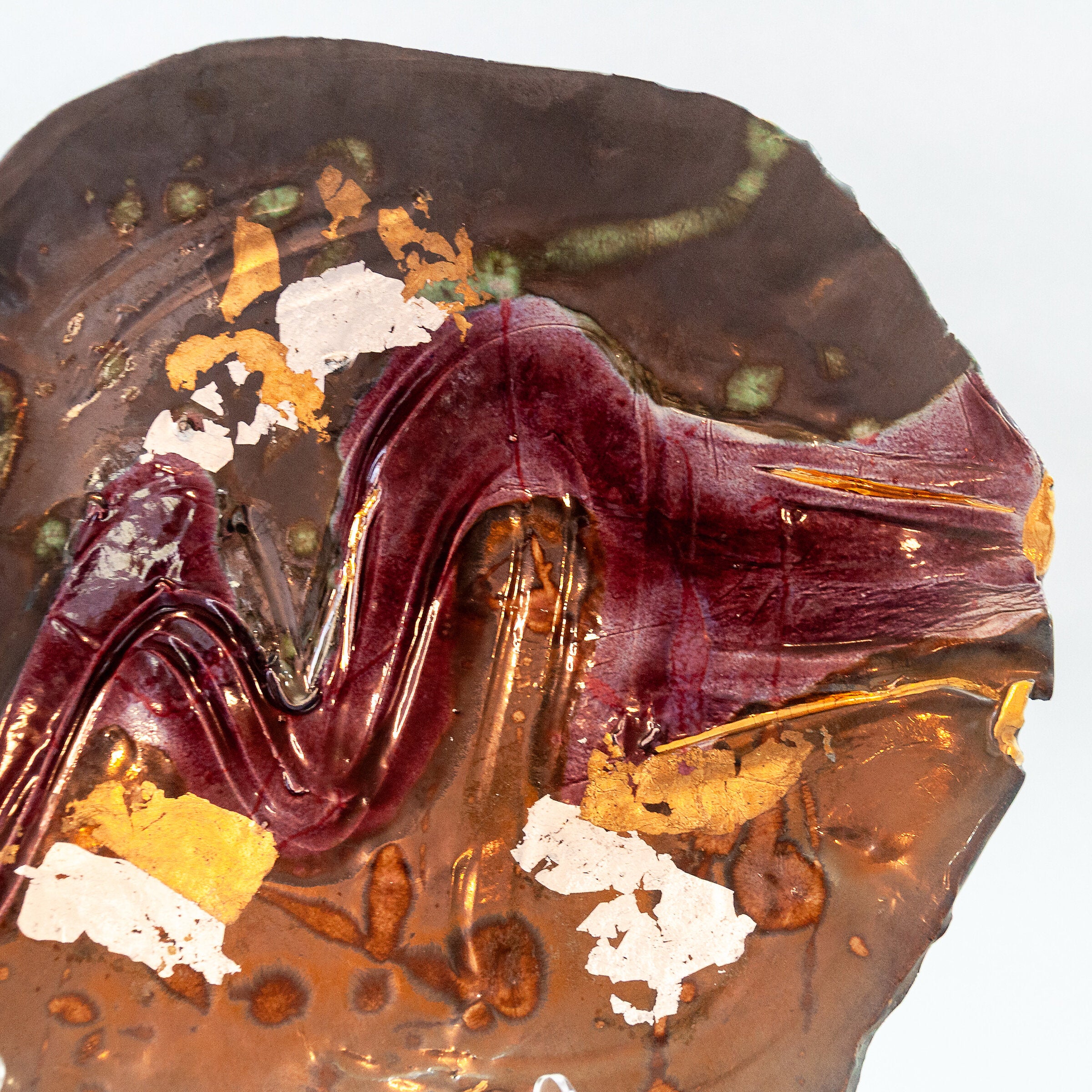 Square Platter with Silver, Gold, and Burgundy