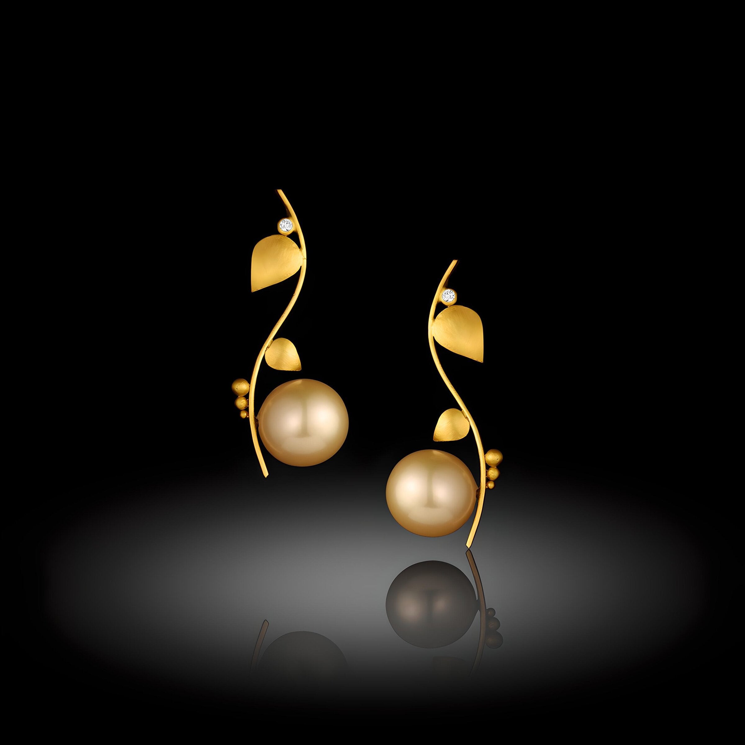 Golden Pearl Vine Earrings