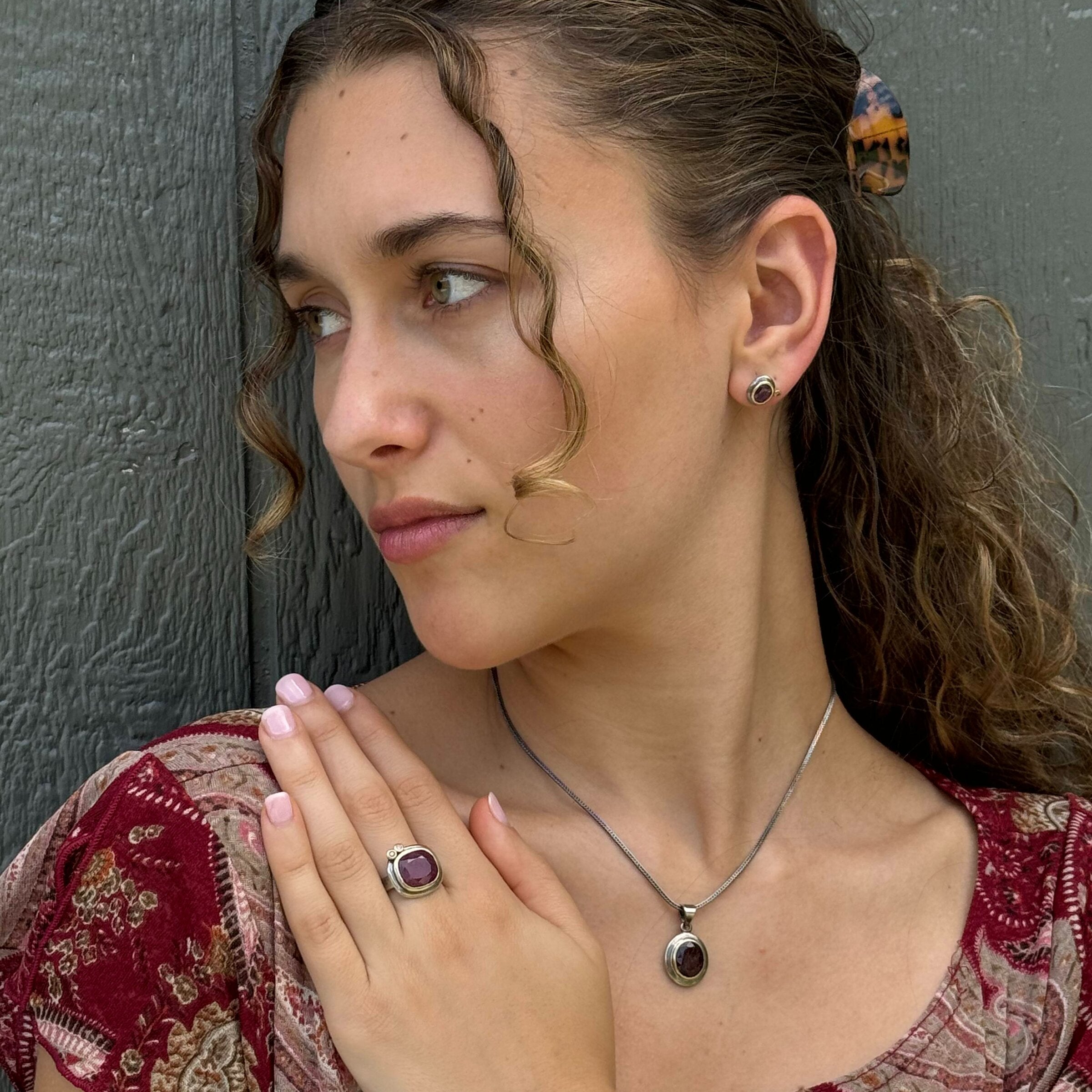 Ruby, Silver & Gold Pendant