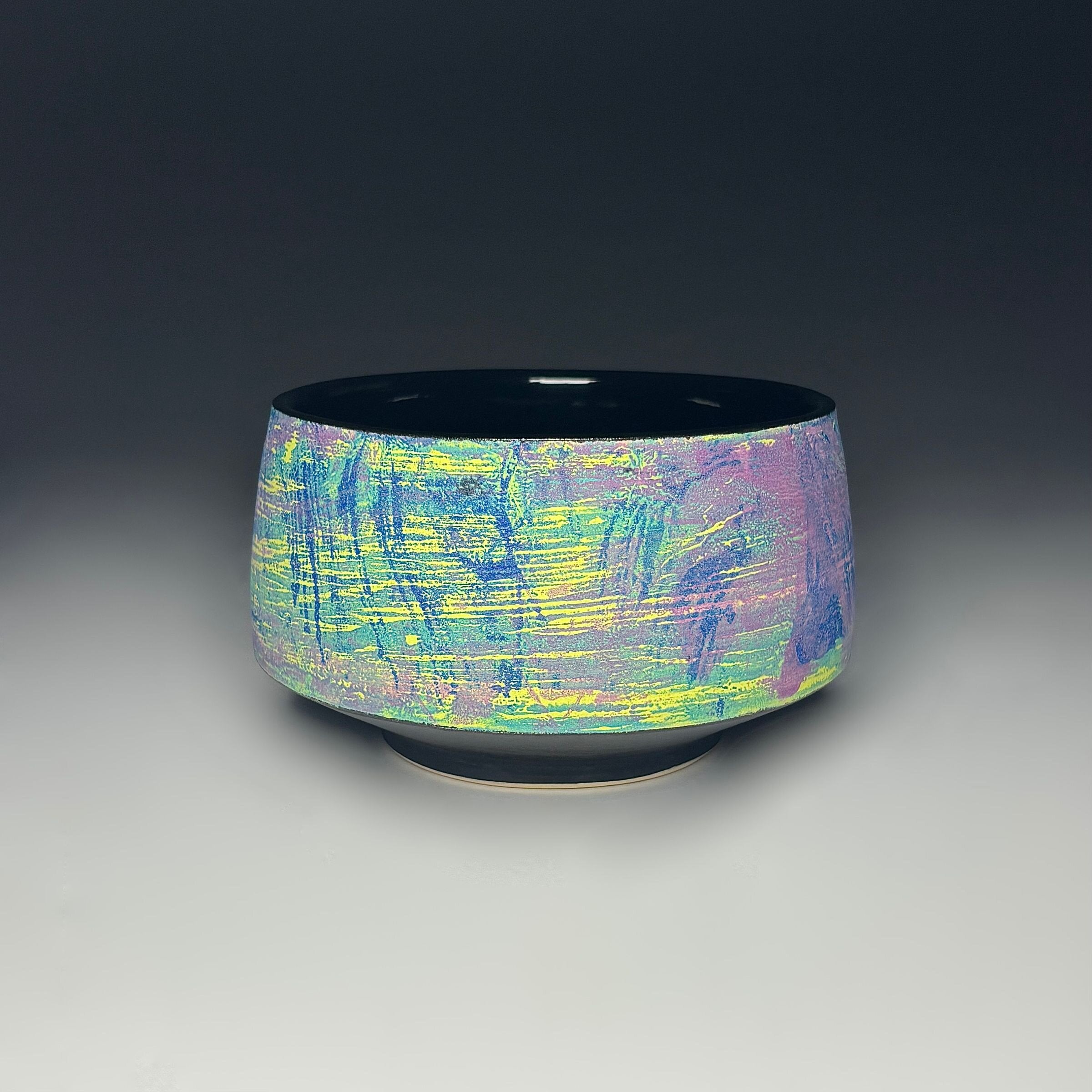 Painterly Tea Bowl in Mardi Gras