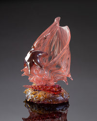 Apricot Latticino Shell Sculpture with Auger Shell and Sea Star