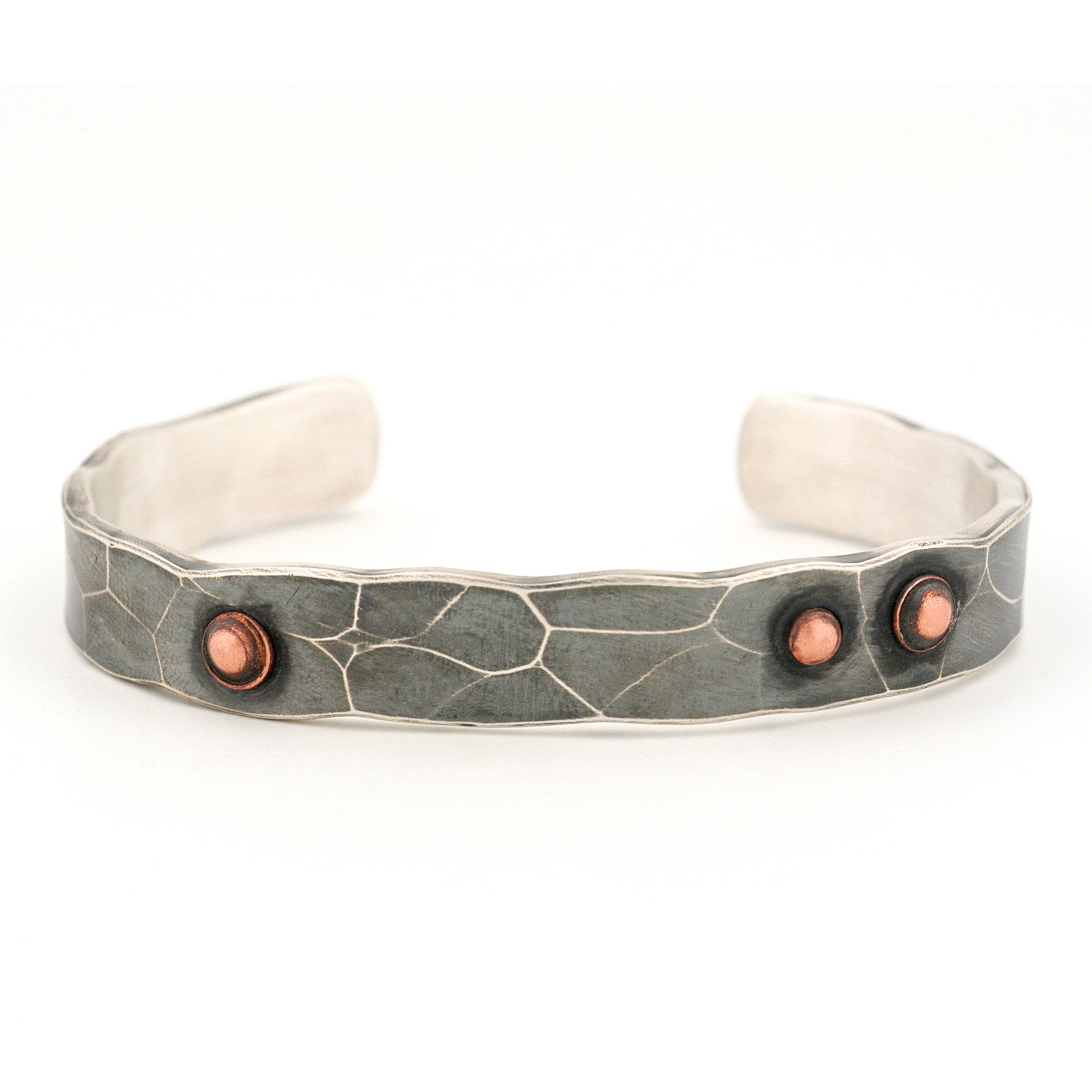 Forged Silver & Copper Rivets Cuff