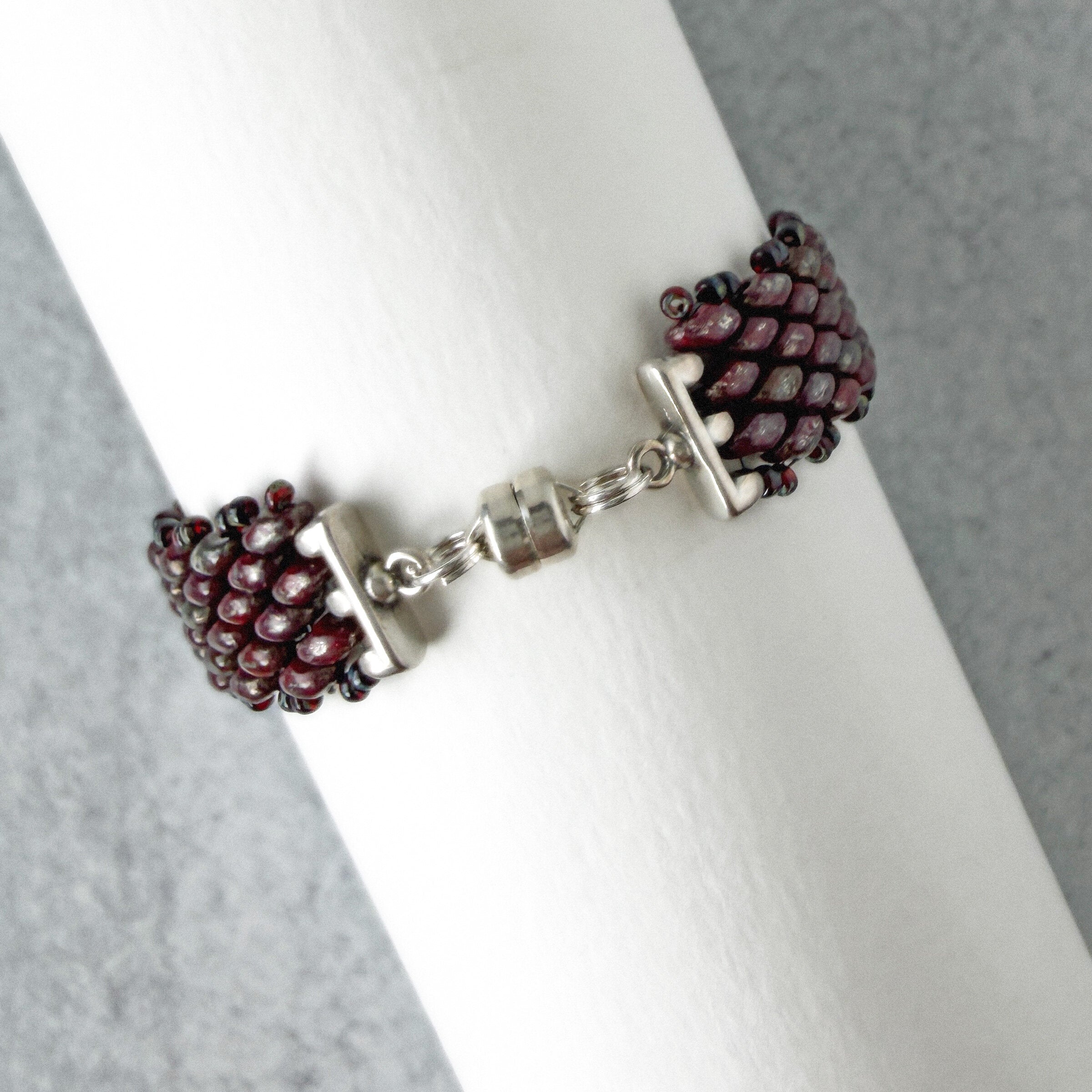 Picasso Red Bead-Woven Bracelet