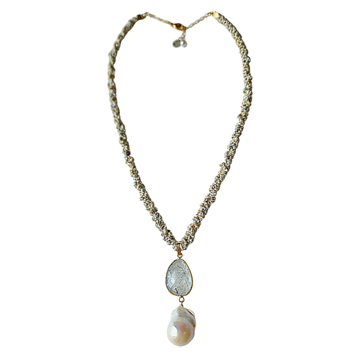 Baroque Pearl and Rutilated Quartz Necklace