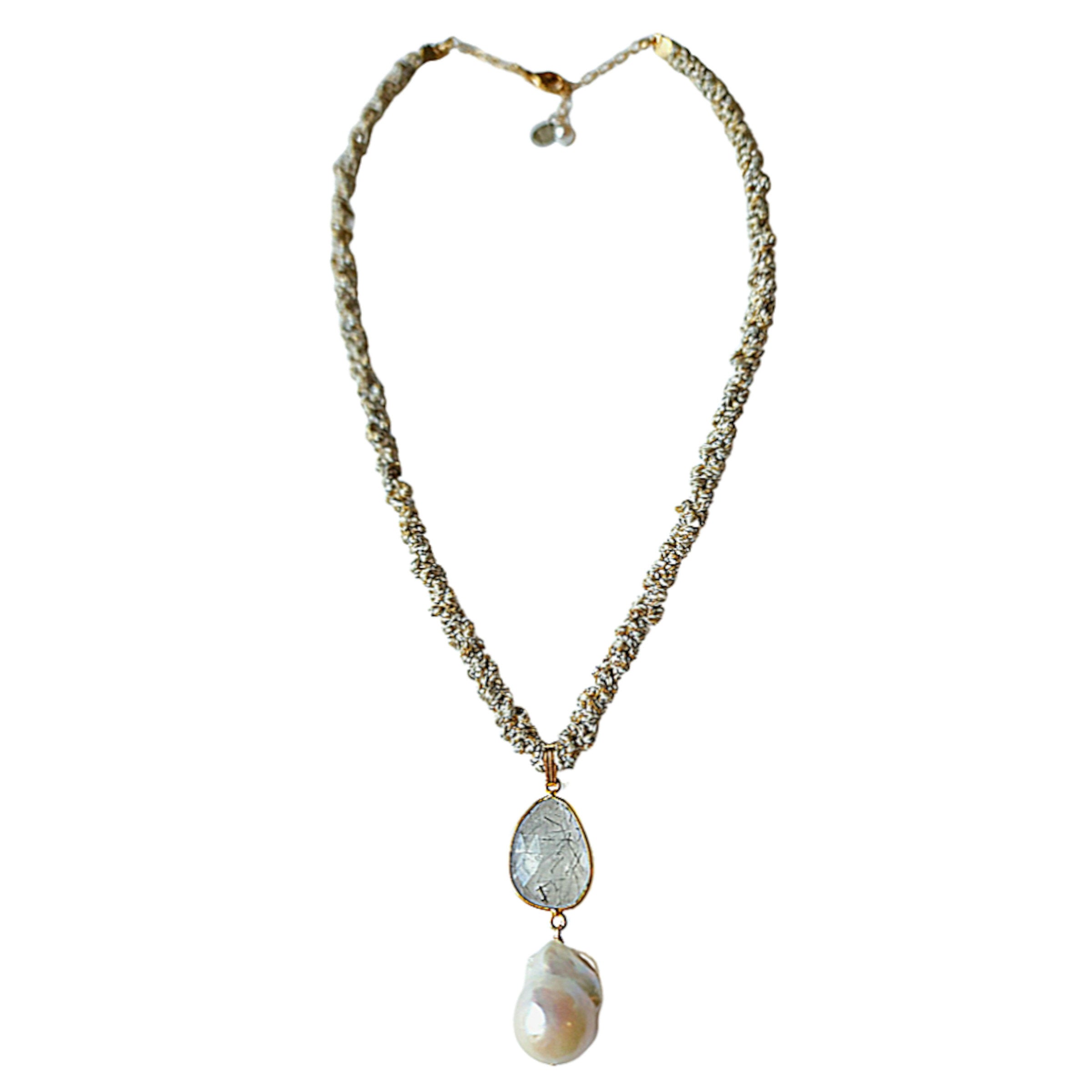 Baroque Pearl and Rutilated Quartz Necklace