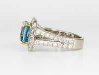 Glamorous Blue Zircon and Diamond Ring