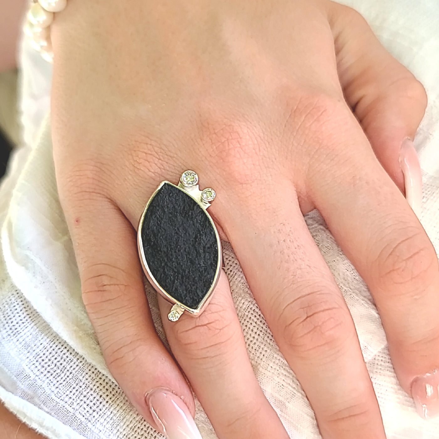 Natural Surface Black Onyx Ring