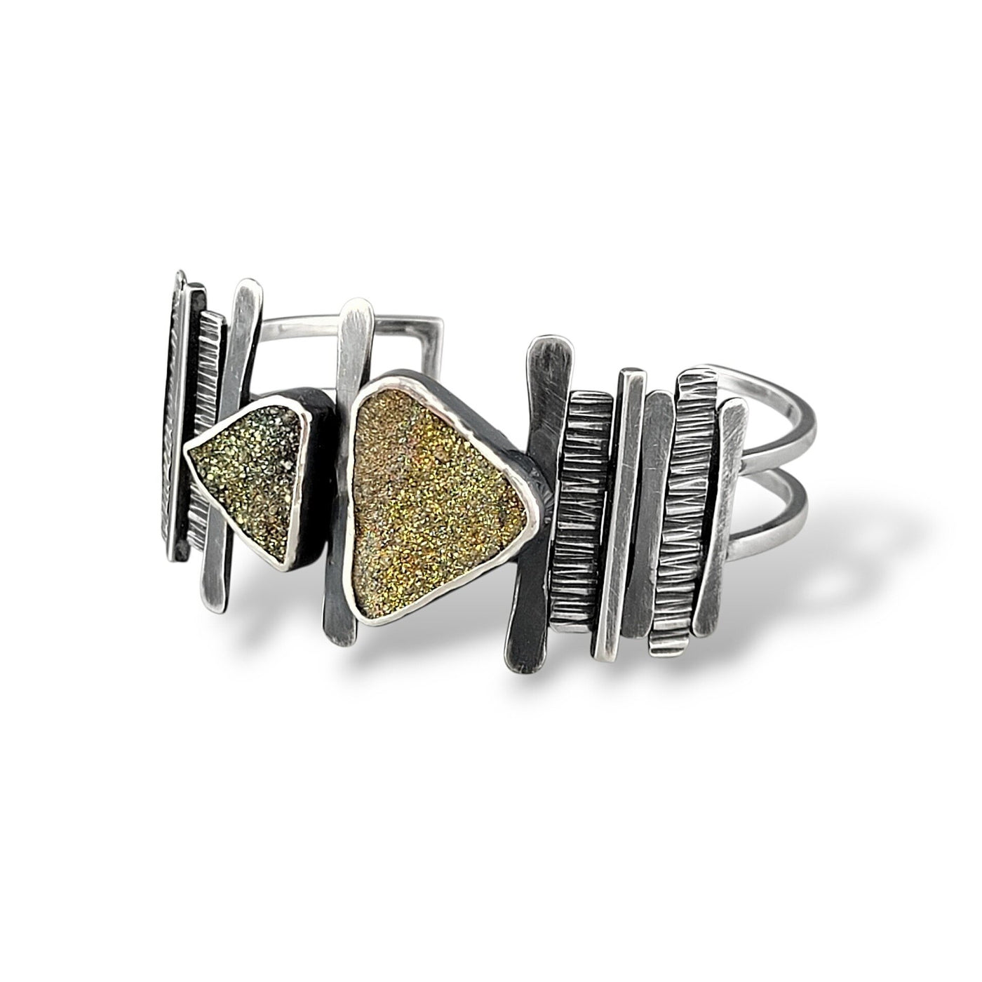 Rainbow Pyrite Hammered Cuff