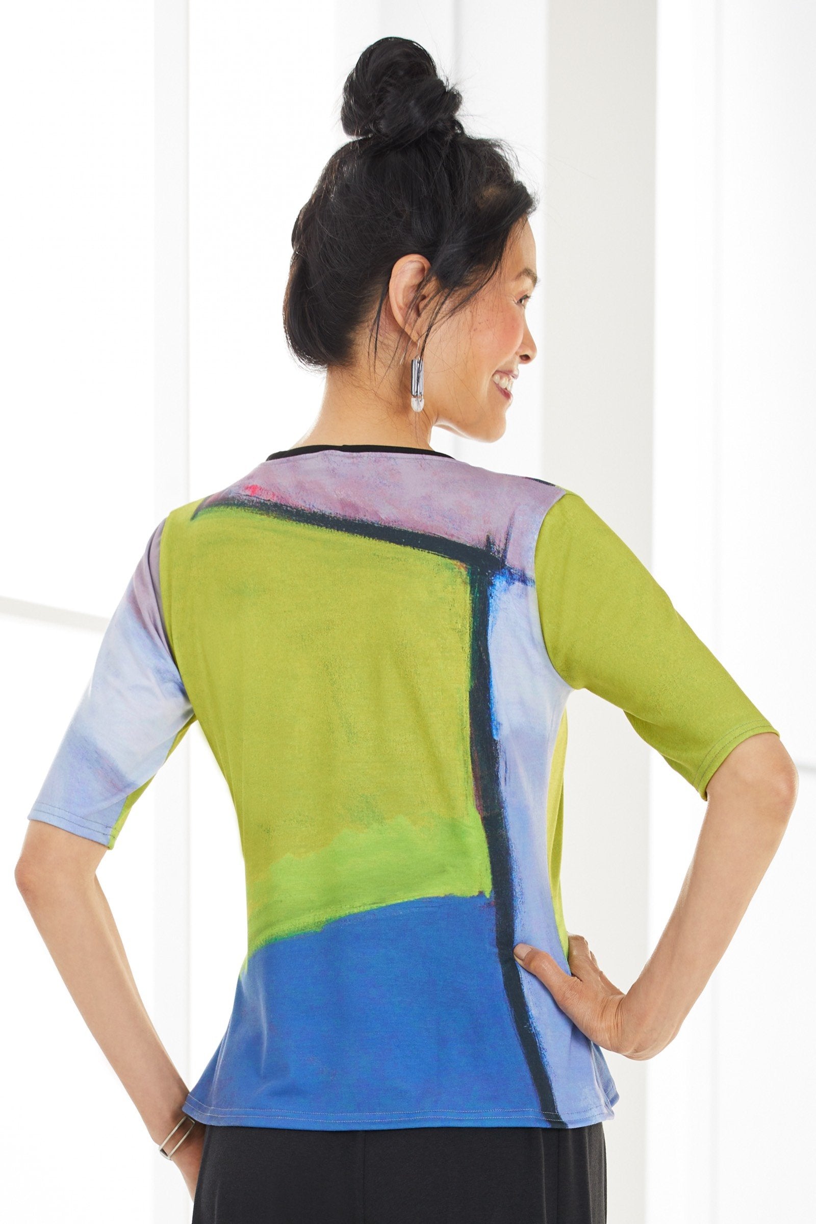 lime/blue brush, back view