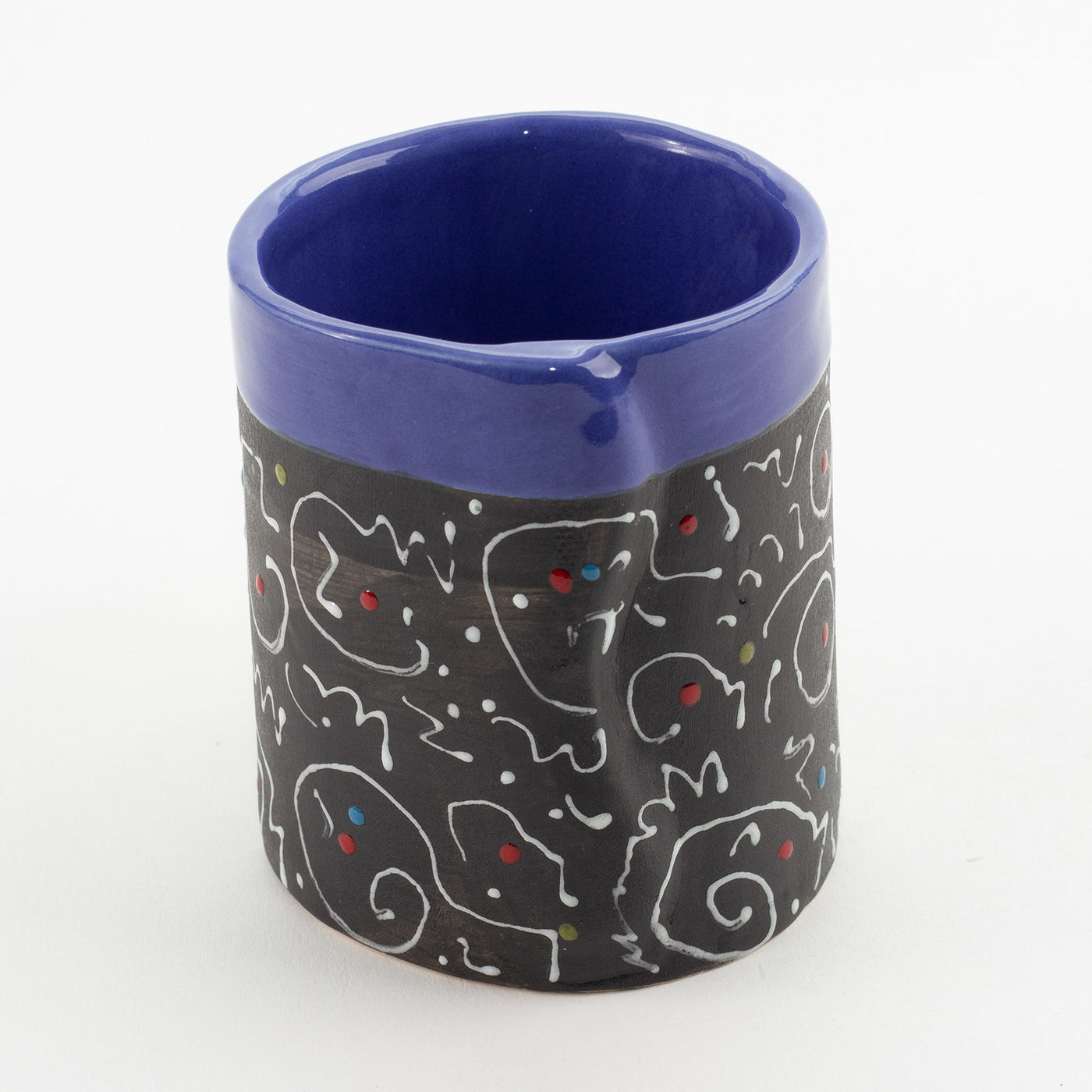 short white squiggle mug