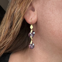 Double Drop Rosecut Amethyst Earrings