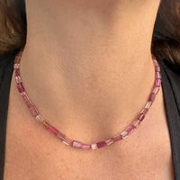 Pink Tourmaline Elongated Gem Candy Necklace