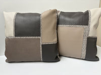 Leather Appliqued Color Block Pillow #2