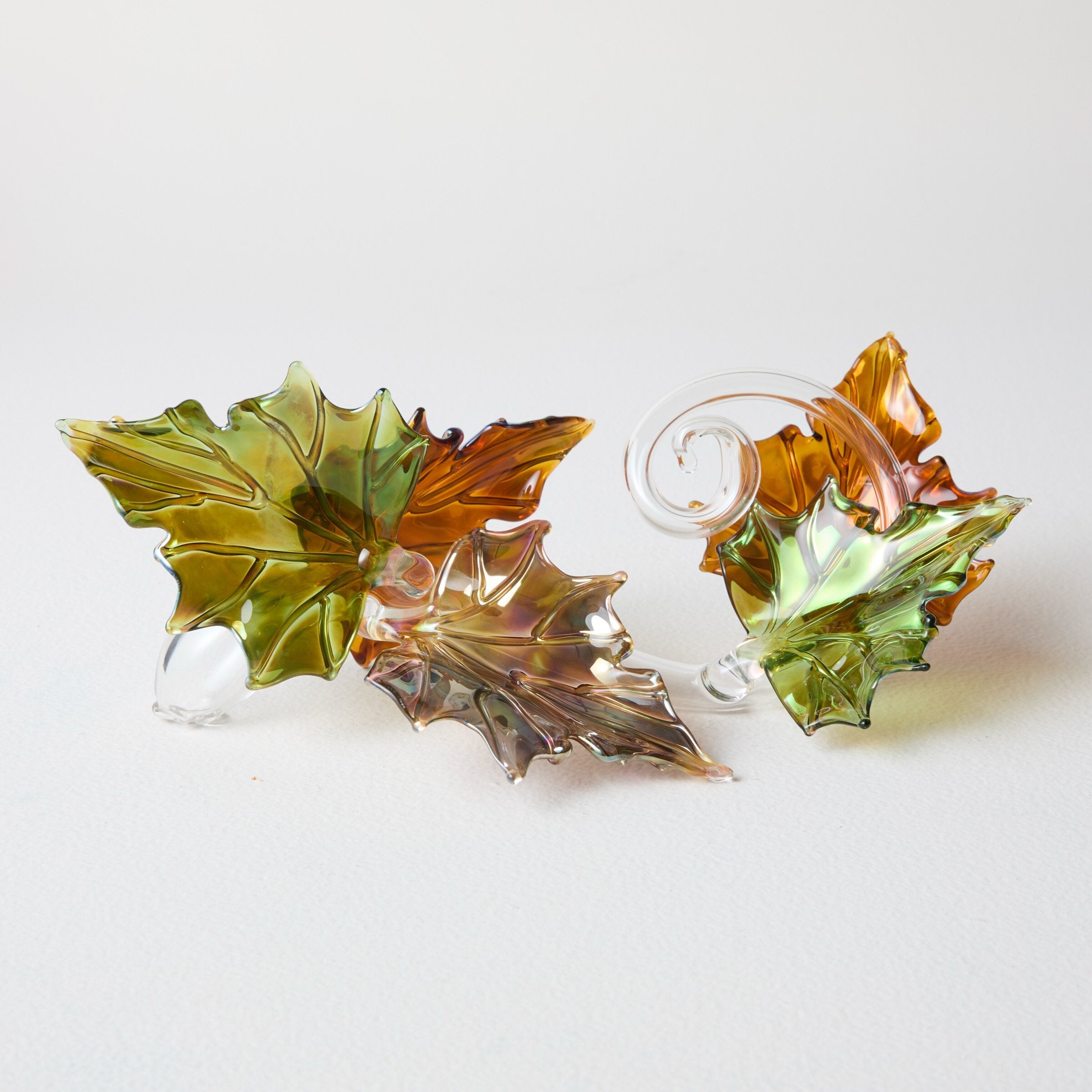 Quintuple Glass Leaf Sculpture in Multi