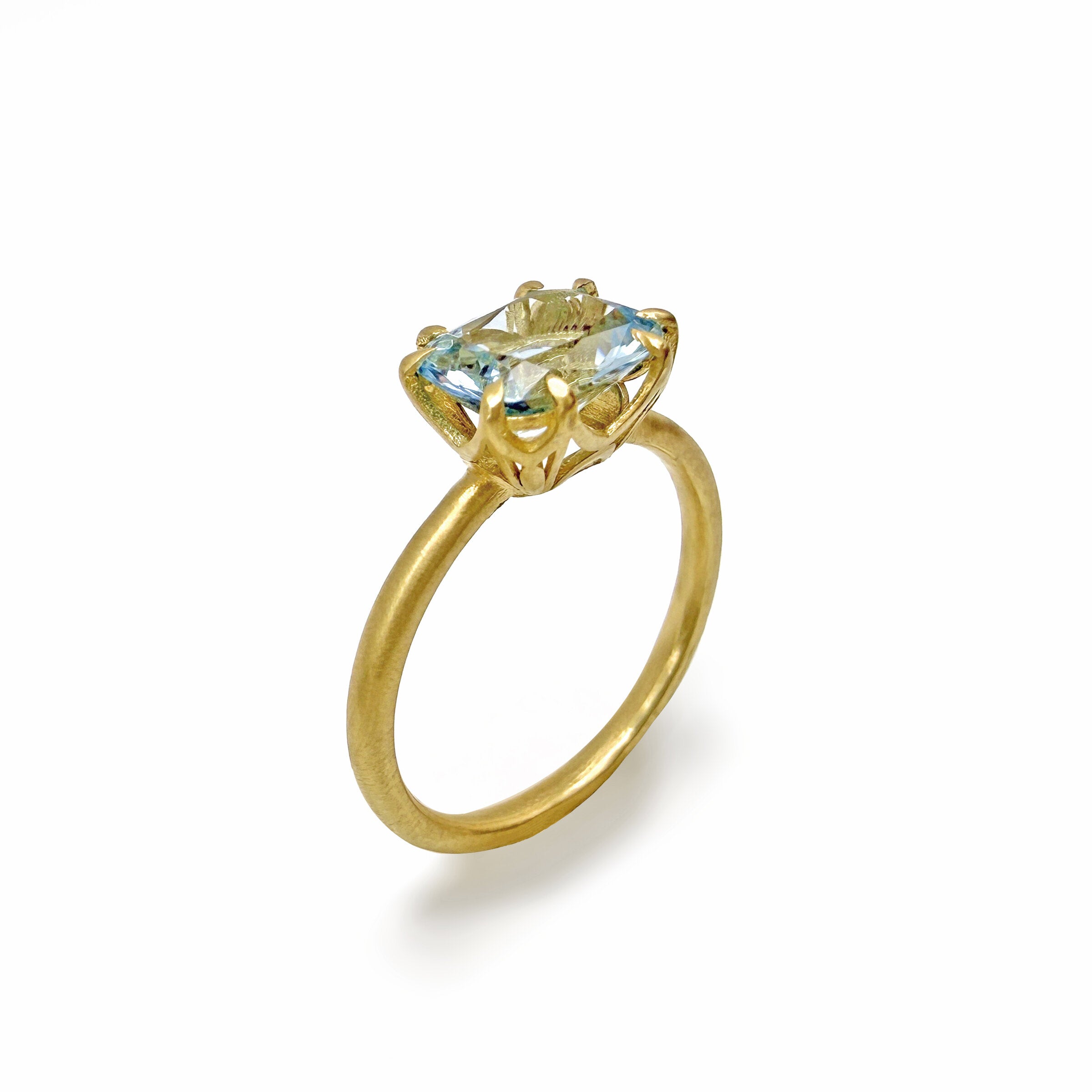 Cushion-Cut Aquamarine Aqueduct Ring II