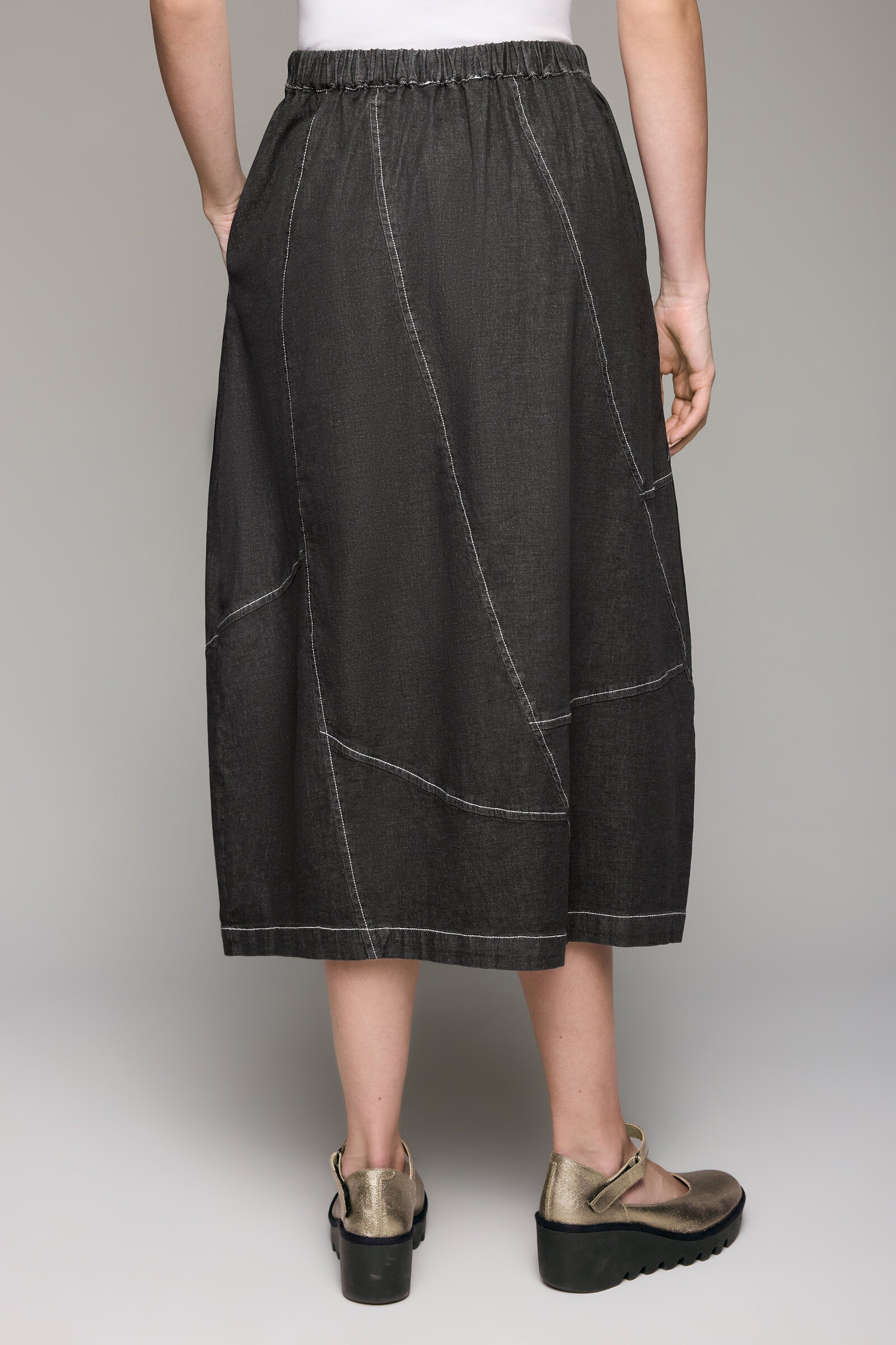 Washed Denim Pieced Skirt