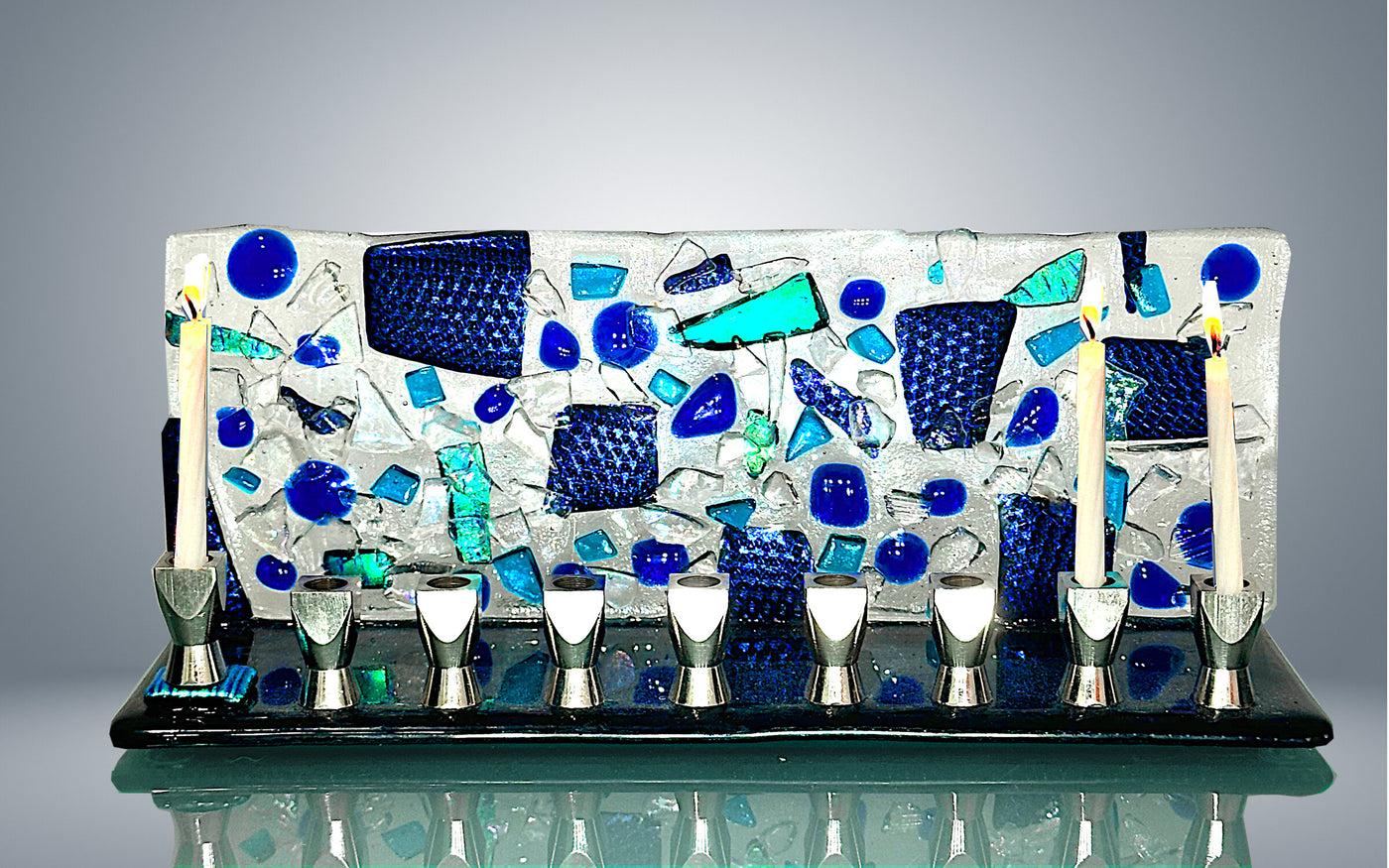 Blue Mosaic Menorah