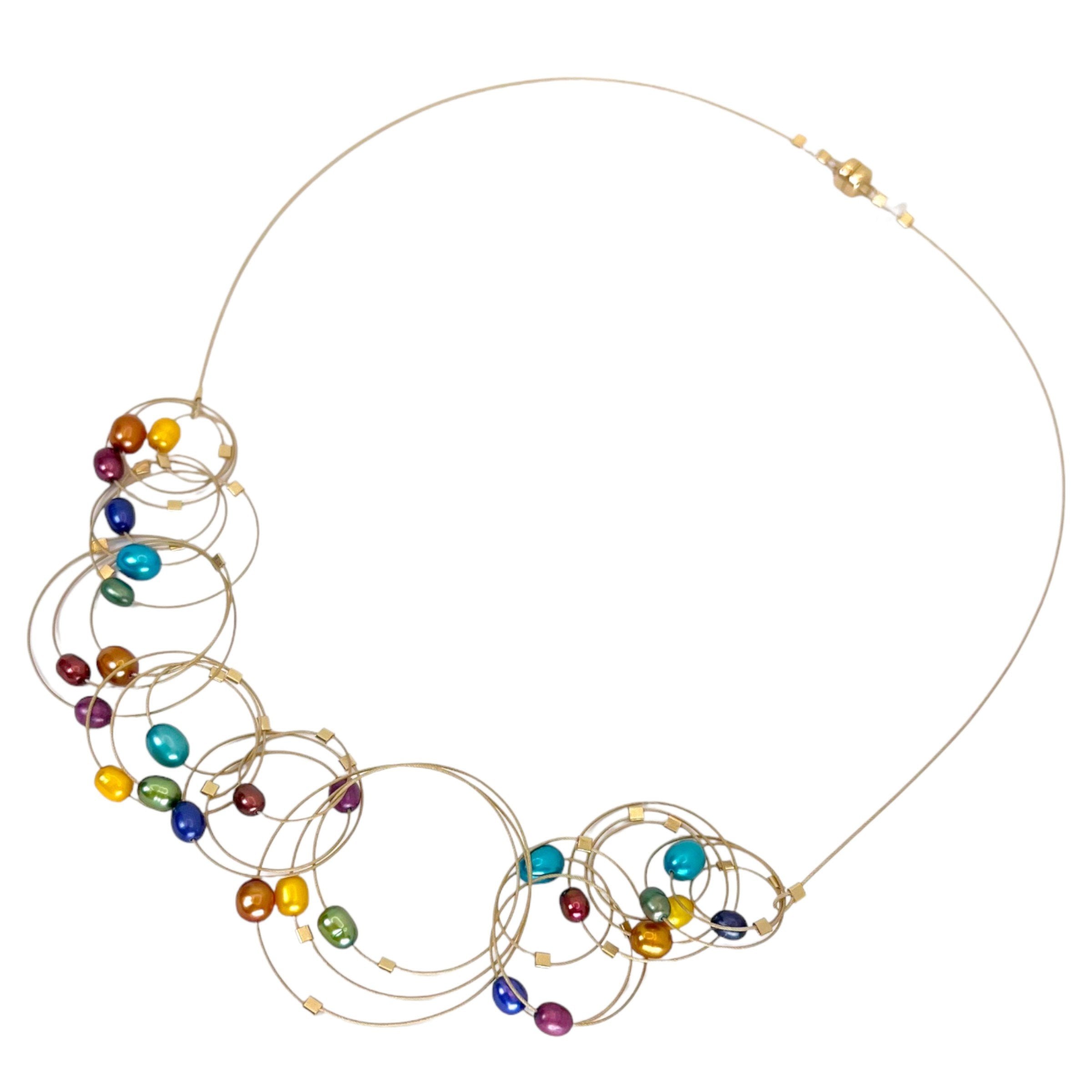 Rainbow Pearl & Gold Cable