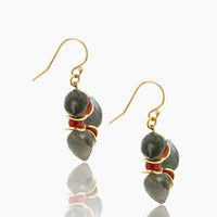 Labradorite & Ruby Red Bud Earrings