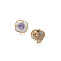 Agate and Tanzanite Button Earrings