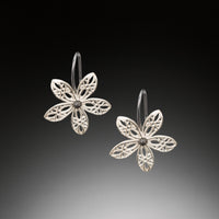 Lace Flower Silver Hook Earrings