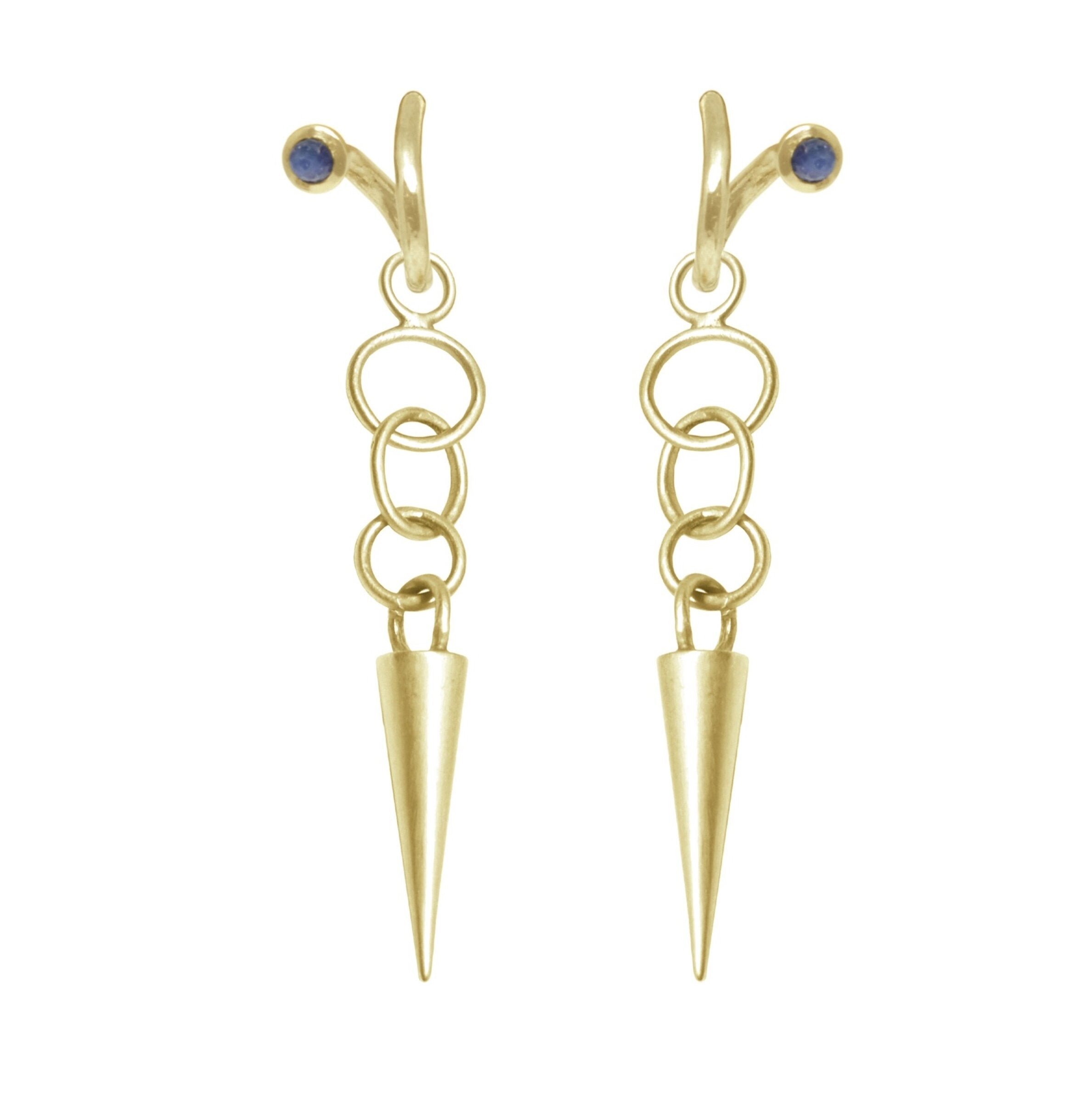 18k Gold Earrings, 18k Gold Spike Charms