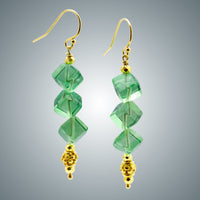 Green Quartz Cubes & Vermeil Earrings