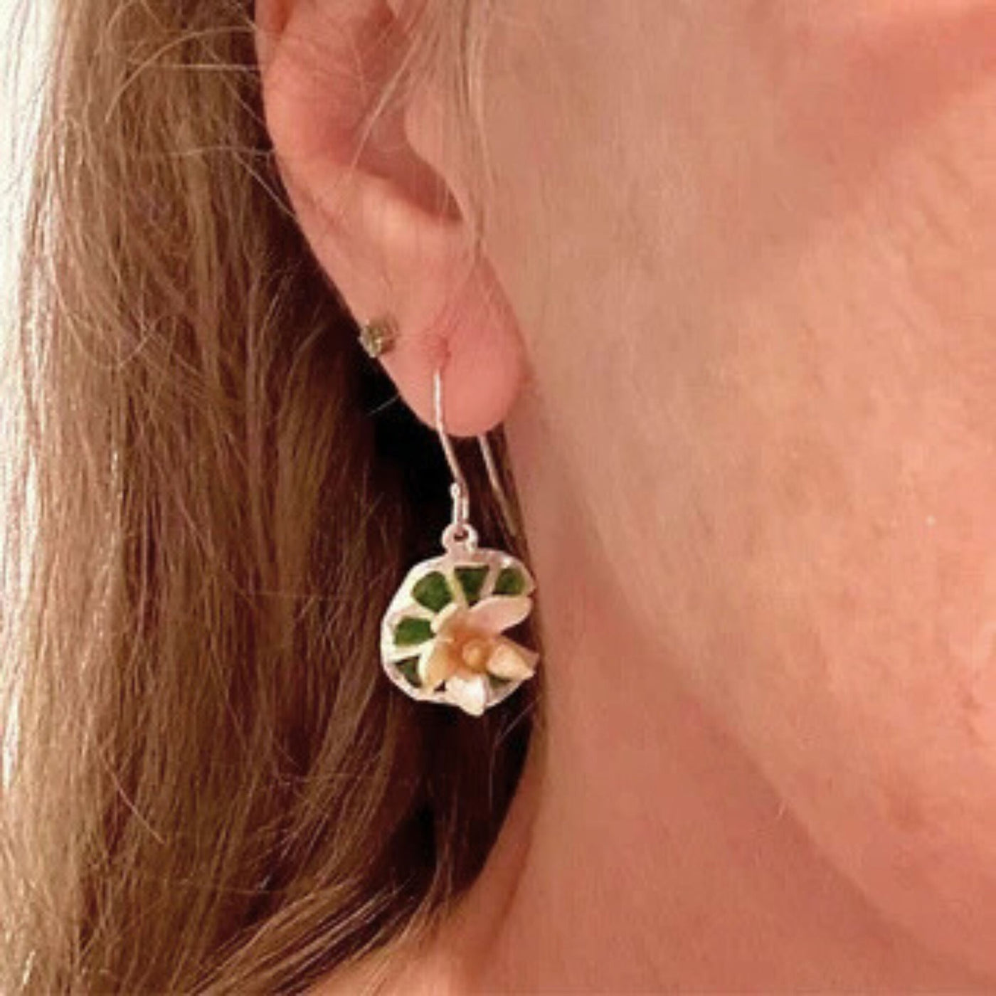 Plique a Jour Lotus Earrings